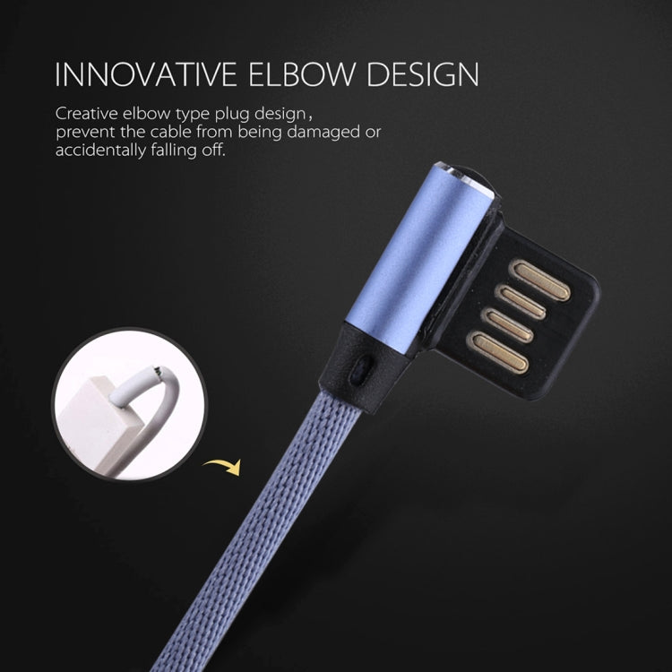 1m 2.4A Output USB to Micro USB Double Elbow Design Nylon Weave Style Data Sync Charging Cable, F