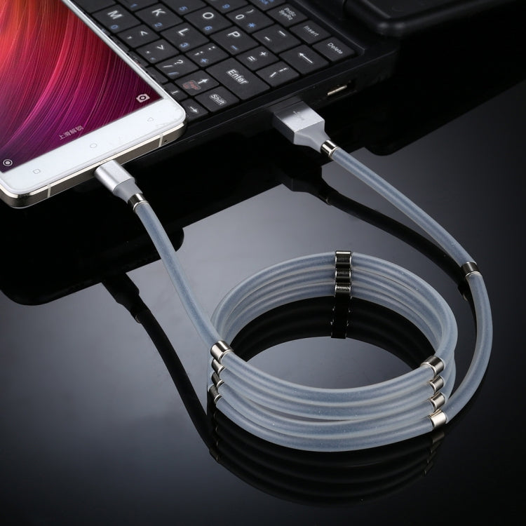 USB to Micro USB Luminous Magnetic Attraction Data Cable, Length: 1m