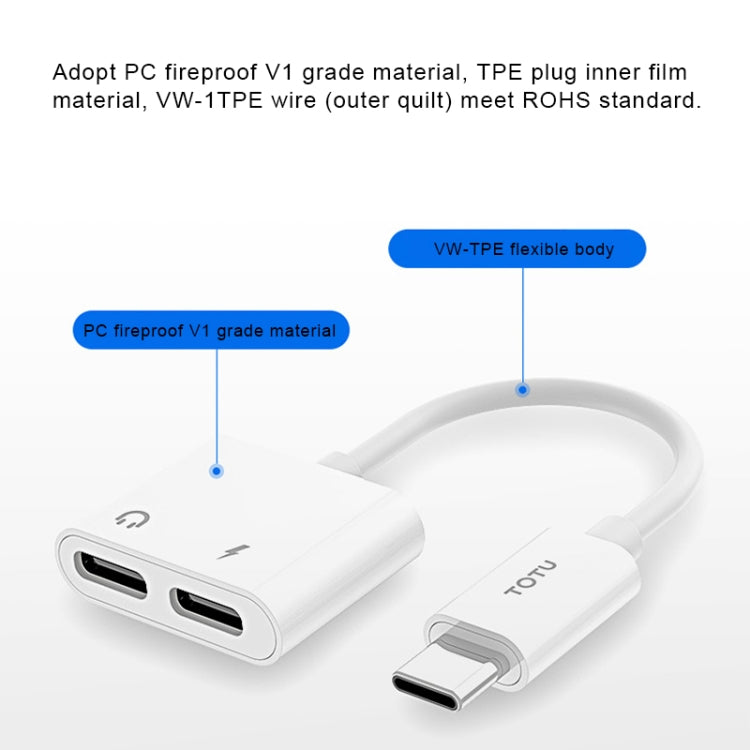 TOTUDESIGN Glory Series EAUA-015 USB-C / Type-C to USB-C / Type-C + USB-C / Type-C Charge Audio Adapter Cable, Support PD Fast Charging & Fully Compatible