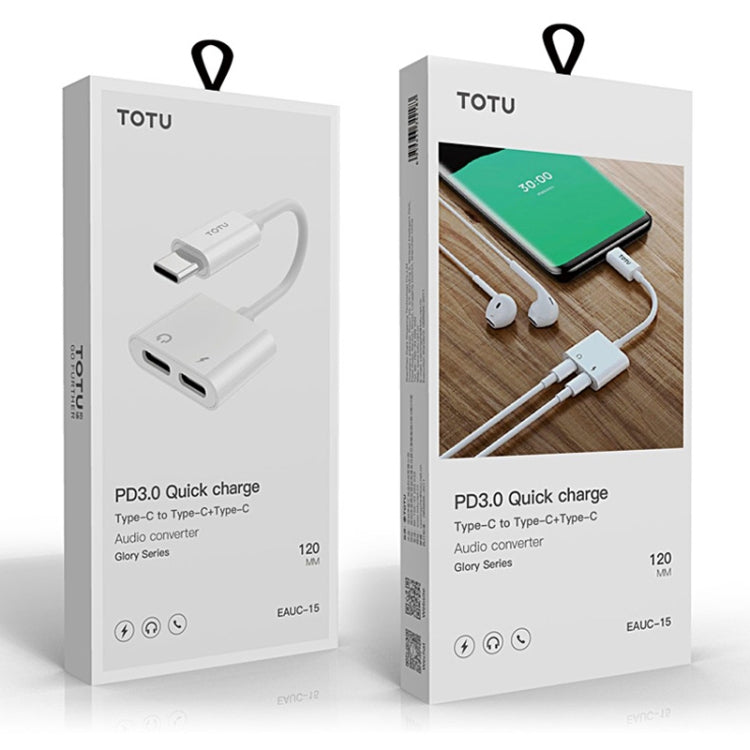 TOTUDESIGN Glory Series EAUA-015 USB-C / Type-C to USB-C / Type-C + USB-C / Type-C Charge Audio Adapter Cable, Support PD Fast Charging & Fully Compatible