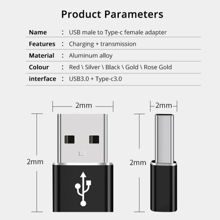 USB-C / Type-C Female to USB 3.0 Male Aluminum Alloy Adapter, Support Charging & Transmission Data