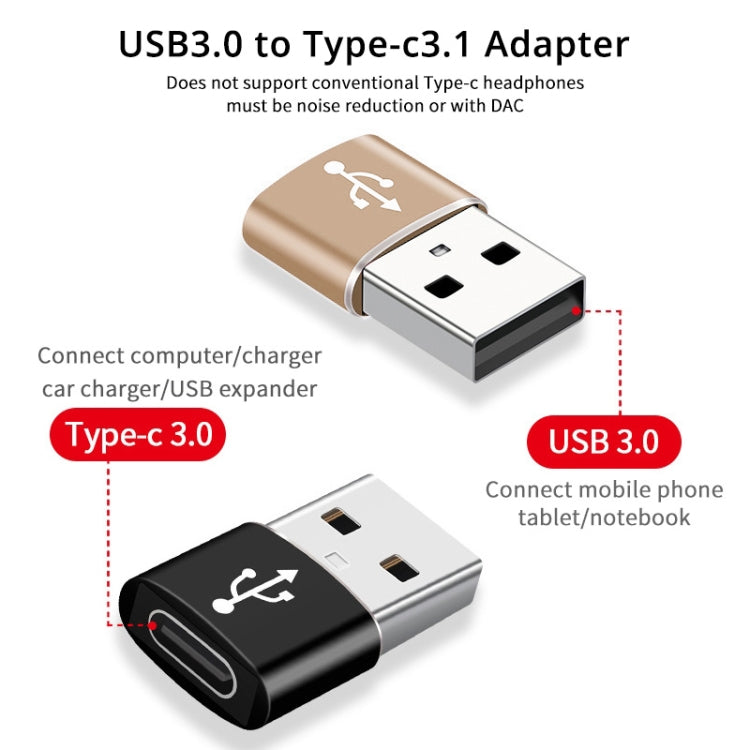 USB-C / Type-C Female to USB 3.0 Male Aluminum Alloy Adapter, Support Charging & Transmission Data