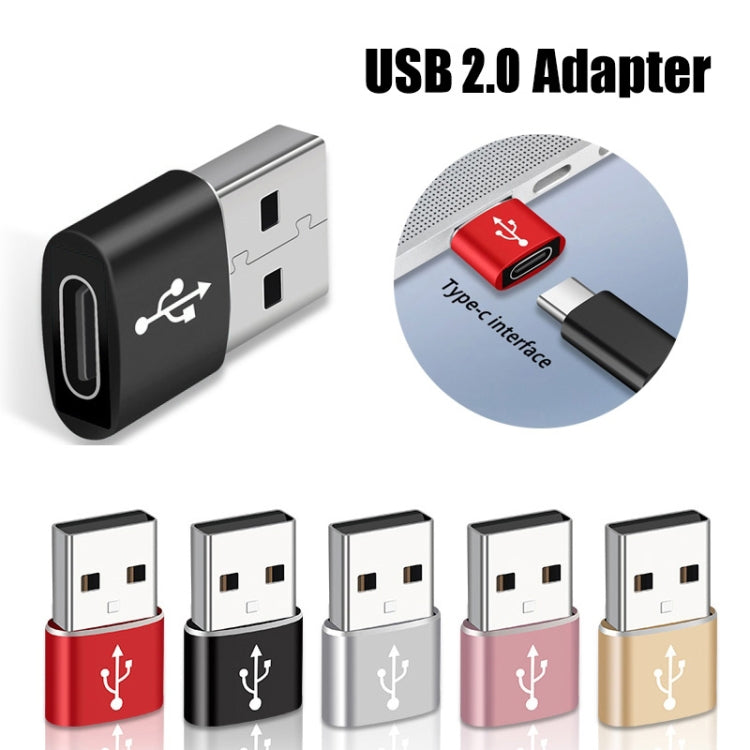 USB-C / Type-C Female to USB 2.0 Male Aluminum Alloy Adapter, Support Charging & Transmission