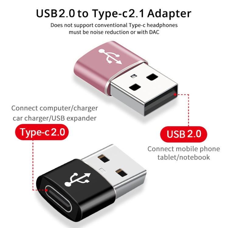 USB-C / Type-C Female to USB 2.0 Male Aluminum Alloy Adapter, Support Charging & Transmission