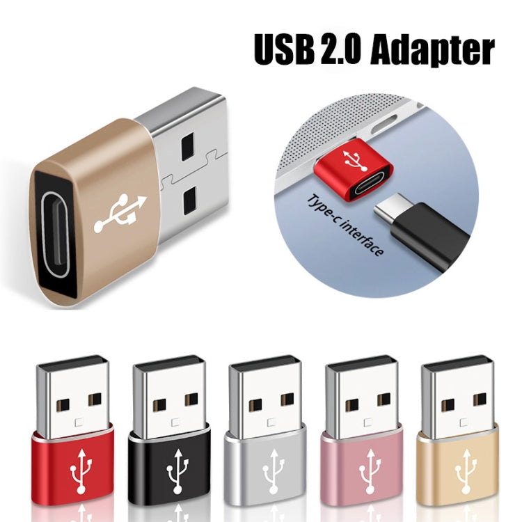 USB-C / Type-C Female to USB 2.0 Male Aluminum Alloy Adapter, Support Charging & Transmission