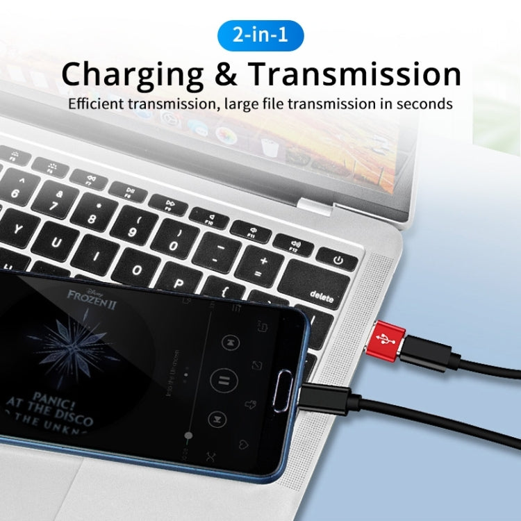 USB-C / Type-C Female to USB 2.0 Male Aluminum Alloy Adapter, Support Charging & Transmission