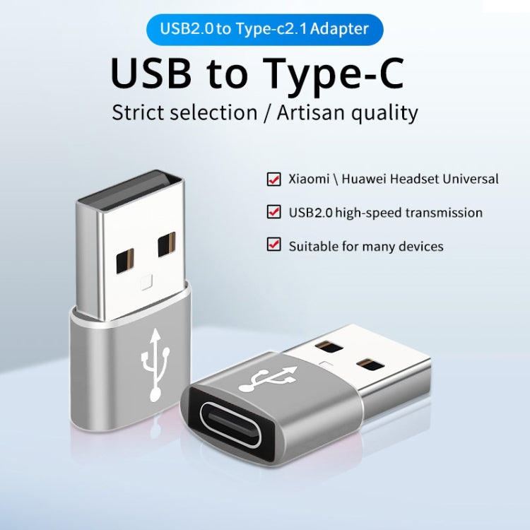 USB-C / Type-C Female to USB 2.0 Male Aluminum Alloy Adapter, Support Charging & Transmission