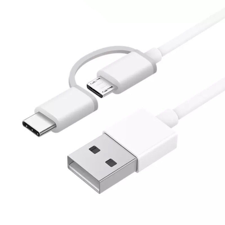 2.4A QC3.0 USB to Micro USB + USB-C / Type-C Fast Charging + Data Transmission TPE Data Cable, Cable Length: 1m