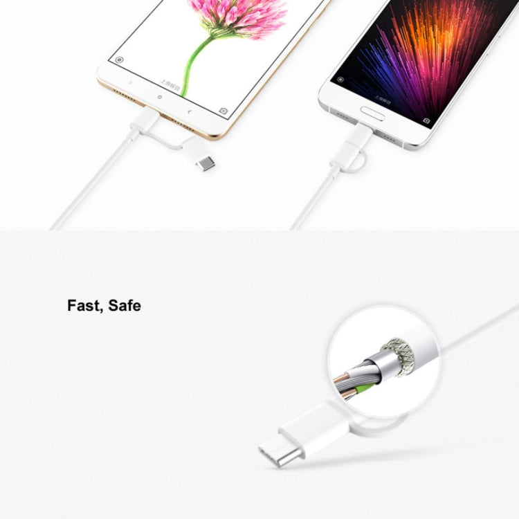 2.4A QC3.0 USB to Micro USB + USB-C / Type-C Fast Charging + Data Transmission TPE Data Cable, Cable Length: 1m