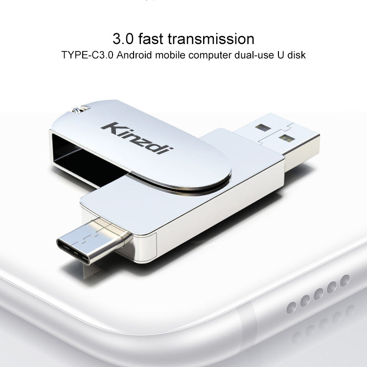 Kinzdi 256GB USB 3.0 + Type-C 3.0 Interface Metal Twister Flash Disk V11