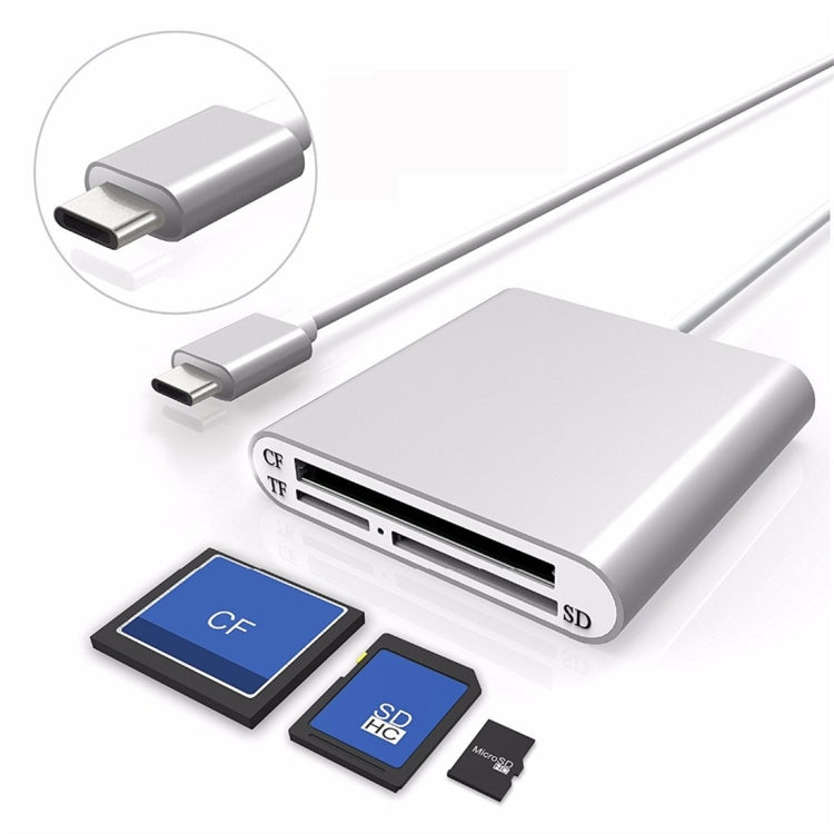 3 In 1 Multi-function Type-C / USB-C Card Reader, Support Micro SD / TF / CF