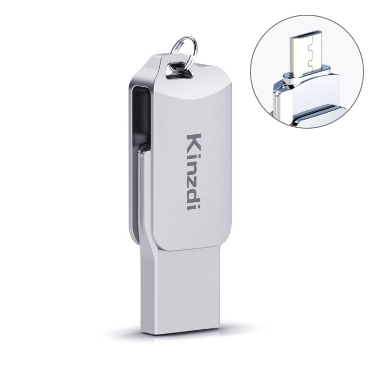 Kinzdi 16GB USB 2.0 Android Phone & Computer Dual-use Rotary Metal U Disk V8