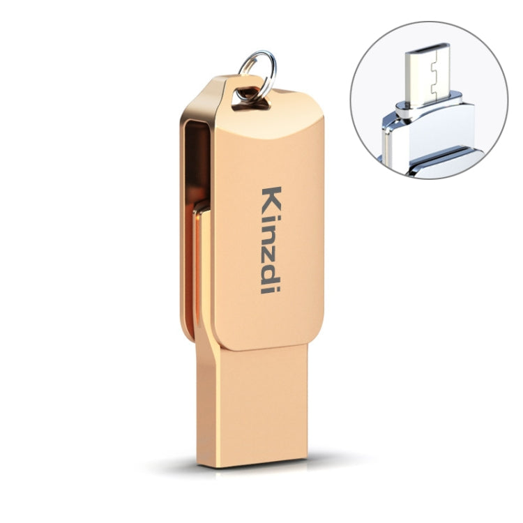 Kinzdi 128GB USB 2.0 Android Phone & Computer Dual-use Rotary Metal U Disk V8