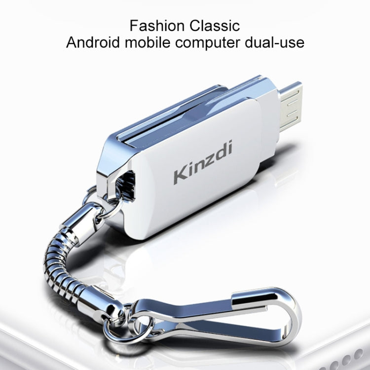 Kinzdi 64GB USB 2.0 Android Phone & Computer Dual-use Rotary Metal U Disk V8