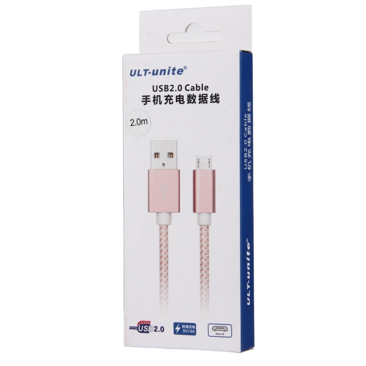 ULT-unite 2m Knit Texture USB 2.0 to Micro USB All-copper Wire Data Sync Charging Cable, For Samsung / Huawei / Xiaomi / Meizu / LG / HTC and Other Smartphones