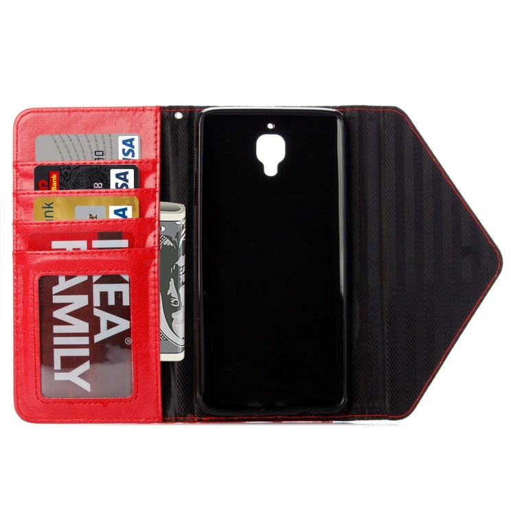 For OnePlus 3 Envelope Style Litchi Texture Horizontal Flip Leather Case with Magnetic Buckle & Holder & Card Slots & Photo frame & Wallet