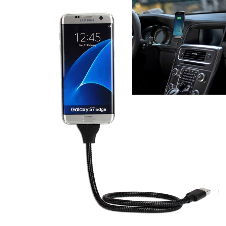 Multi-functional Metal Soft Hose Palm Holder Micro USB to USB Data Charging Cable with Flexible Desk / Car Dock Function, For Samsung, HTC, Sony, Lenovo, Huawei, and other Smartphones
