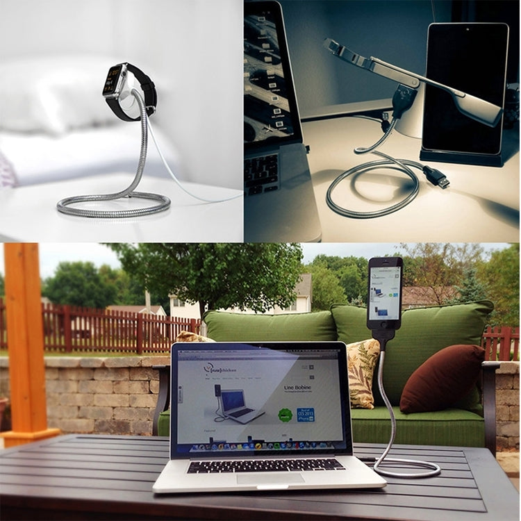 Multi-functional Metal Soft Hose Palm Holder Micro USB to USB Data Charging Cable with Flexible Desk / Car Dock Function, For Samsung, HTC, Sony, Lenovo, Huawei, and other Smartphones