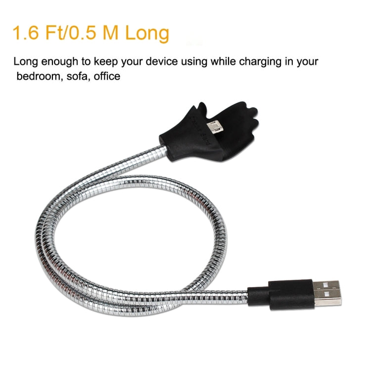 Multi-functional Metal Soft Hose Palm Holder Micro USB to USB Data Charging Cable with Flexible Desk / Car Dock Function, For Samsung, HTC, Sony, Lenovo, Huawei, and other Smartphones