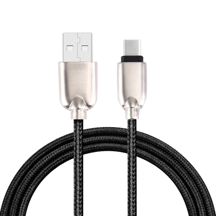 1M Woven Style Metal Head 108 Copper Cores USB-C / Type-C to USB Data Sync Charging Cable