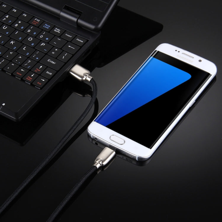 1M Woven Style Metal Head 108 Copper Cores Micro USB to USB Data Sync Charging Cable