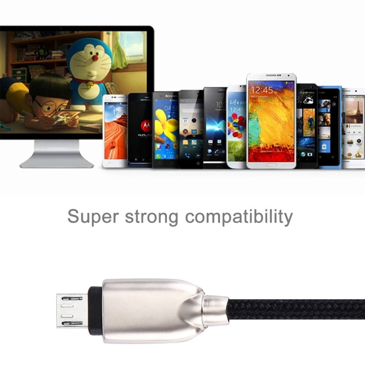 1M Woven Style Metal Head 108 Copper Cores Micro USB to USB Data Sync Charging Cable
