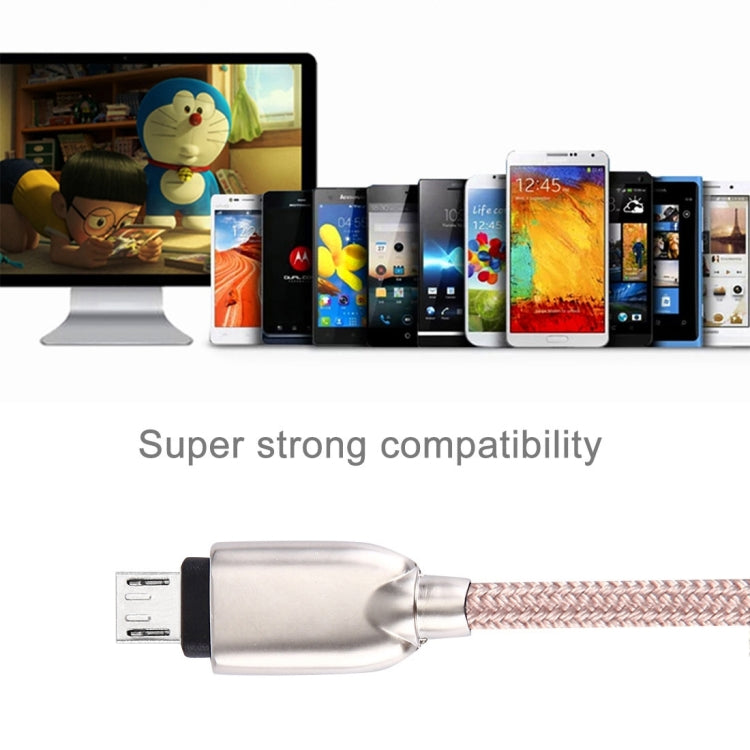 1M Woven Style Metal Head 108 Copper Cores Micro USB to USB Data Sync Charging Cable