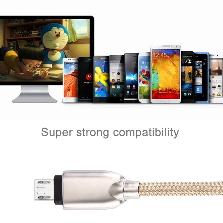 1M Woven Style Metal Head 108 Copper Cores Micro USB to USB Data Sync Charging Cable
