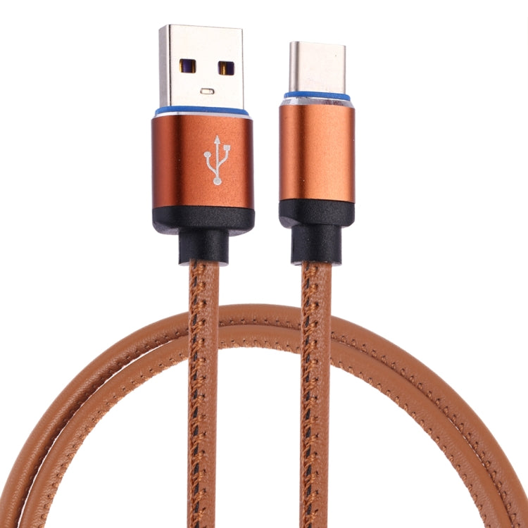 1m USB to USB-C / Type-C Leather Data Sync Charging Cable