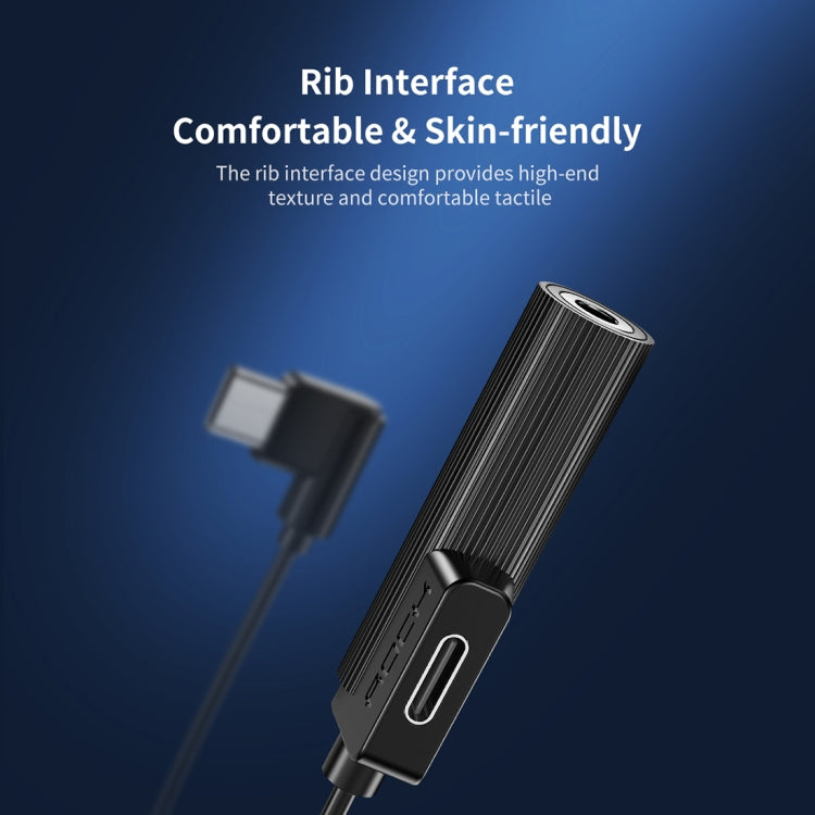 ROCK 2 in 1 USB-C / Type-C + 3.5 mm Female to Type-C Male L-shape Mini Portable Audio & Charging Adapter(Black)