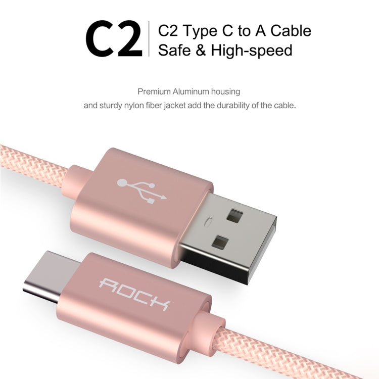 ROCK 1m Metal Weave Style USB to USB-C / Type-C Data Sync Charging Cable for Samsung Galaxy S8 & S8 + / LG G6 / Huawei P10 & P10 Plus / Oneplus 5 and other Smartphones