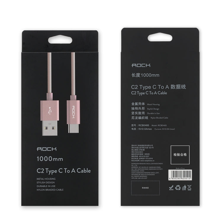 ROCK 1m Metal Weave Style USB to USB-C / Type-C Data Sync Charging Cable for Samsung Galaxy S8 & S8 + / LG G6 / Huawei P10 & P10 Plus / Oneplus 5 and other Smartphones