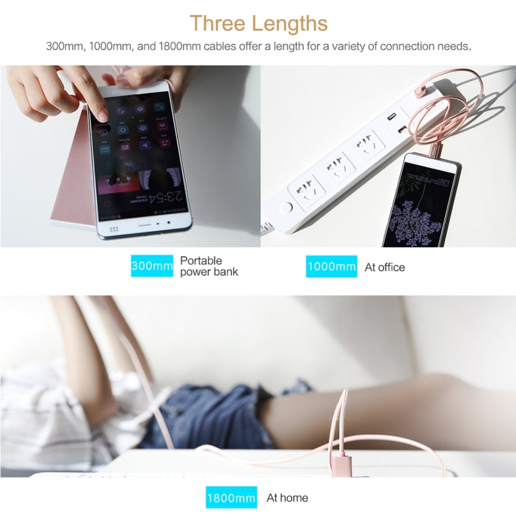 ROCK 25cm Metal Weave Style USB to USB-C / Type-C Data Sync Charging Cable for Samsung Galaxy S8 & S8 + / LG G6 / Huawei P10 & P10 Plus / Oneplus 5 and other Smartphones