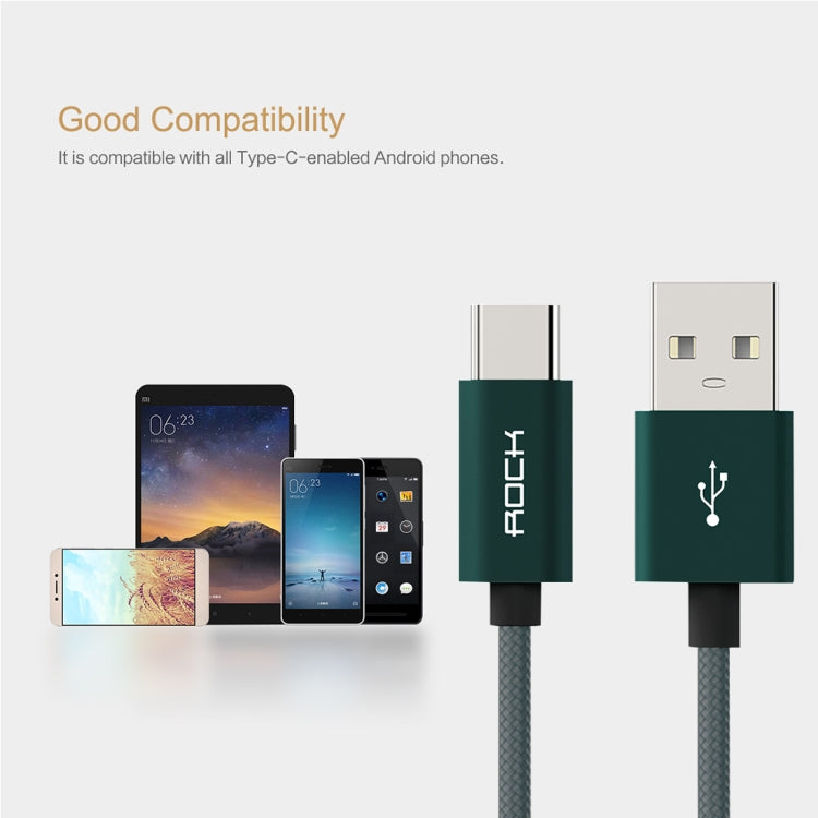 ROCK 25cm Metal Weave Style USB to USB-C / Type-C Data Sync Charging Cable for Samsung Galaxy S8 & S8 + / LG G6 / Huawei P10 & P10 Plus / Oneplus 5 and other Smartphones