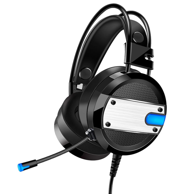 A10 Over-Ear Stereo Wired Gaming Earphone Computer Headphones with Mic(Black Blue)