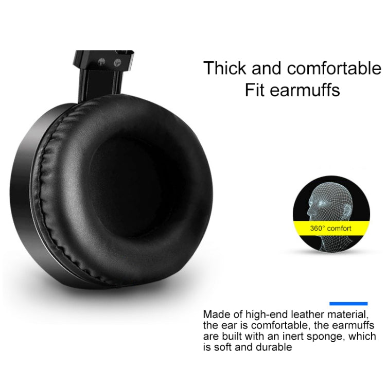 A10 Over-Ear Stereo Wired Gaming Earphone Computer Headphones with Mic(Black Blue)