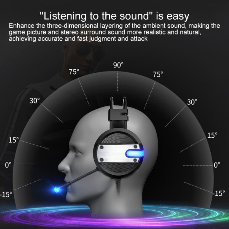 A10 Over-Ear Stereo Wired Gaming Earphone Computer Headphones with Mic(Black Blue)