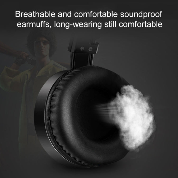 A10 Over-Ear Stereo Wired Gaming Earphone Computer Headphones with Mic(Black Blue)