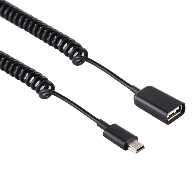 Mini 5 Pin Male to USB Female Laptop Spring Charging Cable
