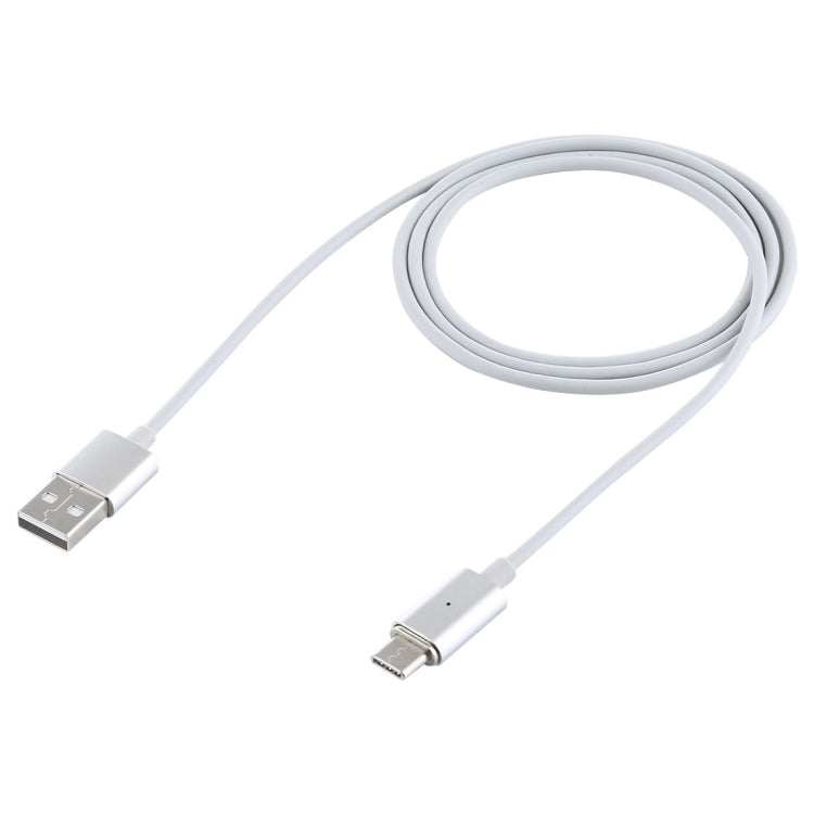 2A USB to USB-C / Type-C Charging + Transmission Metal Magnetic Adsorption Braided Data Cable, Length: 1m(Silver)