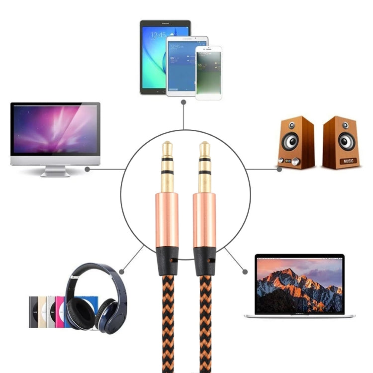 3 PCS K10 3.5mm Male to Male Nylon Braided Audio Cable, Length: 1m
