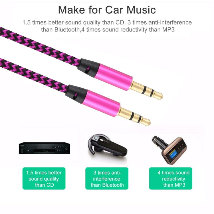 3 PCS K10 3.5mm Male to Male Nylon Braided Audio Cable, Length: 1m