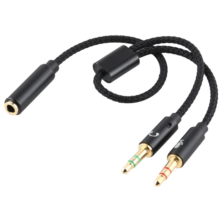 YH192 2 in 1 3.5mm Female to Microphone + Audio Male Braided Audio Cable, Length: 22cm