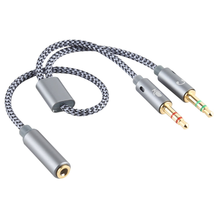 YH192 2 in 1 3.5mm Female to Microphone + Audio Male Braided Audio Cable, Length: 22cm
