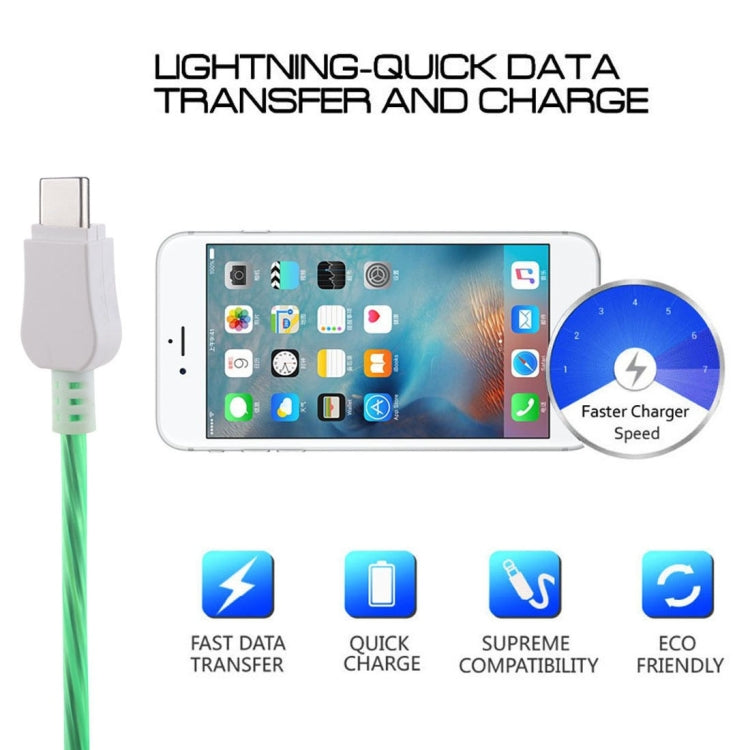 LED Flowing Light 1m USB A to Type-C Data Sync Charge Cable, For Galaxy, Huawei, Xiaomi, LG, HTC and Other Smart Phones