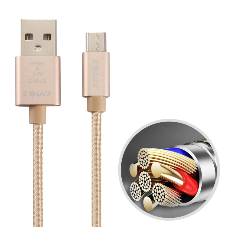 LOUIS 2.1A 1m Nylon Weave Micro USB to USB Fast Charging Cord Data Sync Charge Cable, For Galaxy, Huawei, Xiaomi, LG, HTC and Other Smart Phones