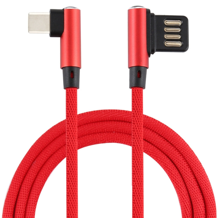 2A USB Elbow to USB-C / Type-C Elbow Braided Data Cable, Cable Length: 2m (Red)