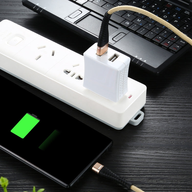 2A USB to USB-C / Type-C Braided Data Cable, Cable Length: 1m