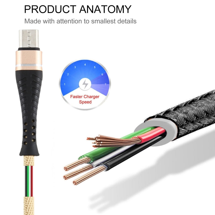 2A USB to Micro USB Braided Data Cable, Cable Length: 1m