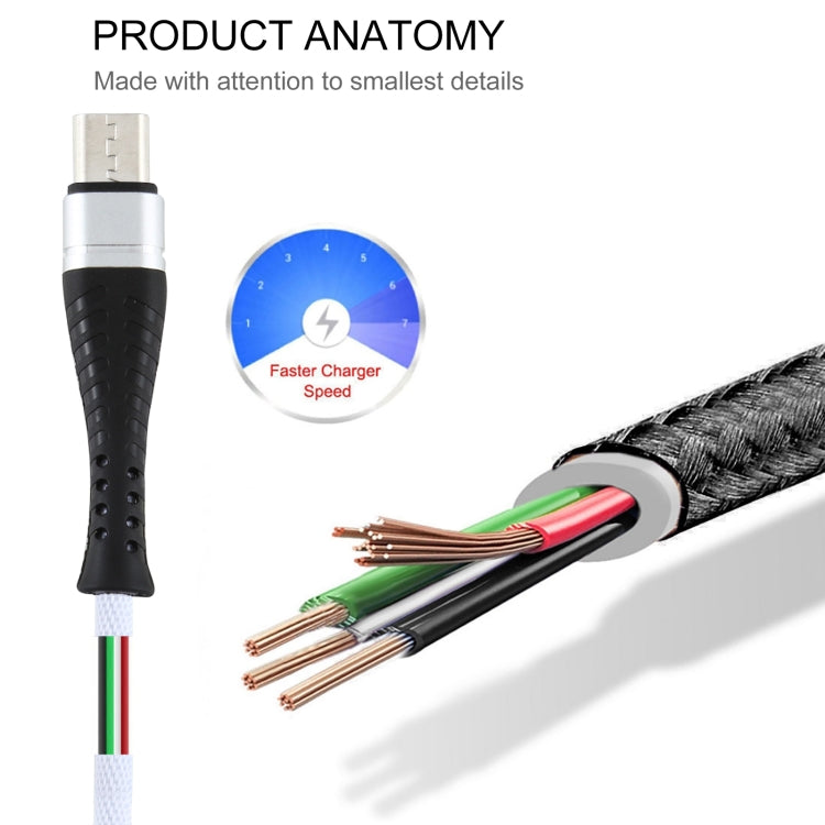 2A USB to Micro USB Braided Data Cable, Cable Length: 1m
